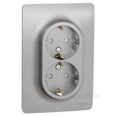 Подвійна розетка Schneider Electric NU206730 (гвинтовий затискач) (алюміній)