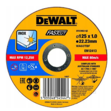 Відрізний диск по металу DeWALT DT43902 Inox Fastcut 125х1,0х22,2мм Відрізний диск по металу DeWALT DT43902 Inox Fastcut 125х1,0х22,2мм
