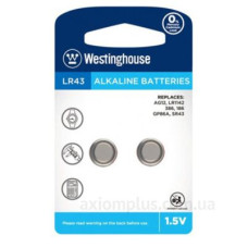 Лужна батарея Westinghouse LR43-BP2(AG12-BP2) Alkaline таблетка LR43 2шт у блістері