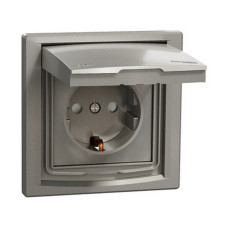 Розетка Schneider Asfora бронза 1-на з заземленням та кришкою ІР44 ( EPH3100369 )