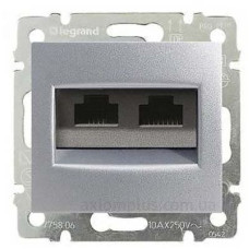Механізм розетки комп'ютерної 2xRJ-45 UTP Cat.5e Valena алюміній