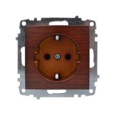 Розетка ELBI ZENA Woodline червоне дерево 1-на з заземленням без рамки ( 609-012900-217 )