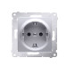 Одинарна електрична розетка Kontakt Simon Simon 54 Premium DGSZ1Z.01/43 із заземленням Schuko зі шторками (срібло)