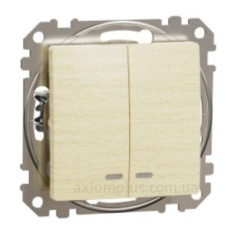 Двоклавішний вимикач Schneider Electric Sedna Design & Elements з підсвіткою береза SDD180105L