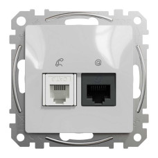 Розетка Schneider Sedna Design алюміній комп'ютерна RJ45 Cat.6 UTP + RJ11 ( SDD113468 )
