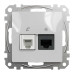 Розетка Schneider Sedna Design алюміній комп'ютерна RJ45 Cat.6 UTP + RJ11 ( SDD113468 )