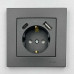 Розетка EL-BI VEGA антрацит матовий 1-на з/з + 2USB (Type C+A) 2A ( 510-016700-334 )