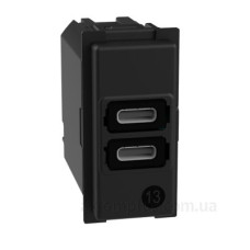 Механізм зарядного пристрою USB 2 роз'єм тип - C/C 15 Вт/3000мА 1 модуль Bticino Living Now K4191CC