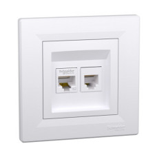 Розетка Schneider Asfora біла комп'ютерна RJ45 Cat.5E + тел. RJ12 з рамкою ( EPH4900121 )