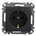 Розетка Schneider Electric Sedna Design & Elements з заземленням та шторками чорна SDD114022