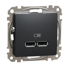 USB розетка Schneider Electric Sedna Design & Elements A+A 2,1A чорна SDD114401 USB розетка Schneider Electric Sedna Design & Elements A+A 2,1A чорна SDD114401