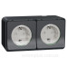 Накладна 2-місна розетка Schneider Electric MUR36029 із з/к та шторками IP55 (чорний)