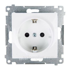 Одинарна електрична розетка Kontakt Simon Simon 54 Premium DGSZ1Z.01/11 із заземленням Schuko зі шторками (білий)