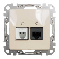 Розетка Schneider Sedna Design бежева комп'ютерна RJ45 Cat. 6 UTP + RJ11 ( SDD112468 )