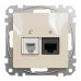 Розетка Schneider Sedna Design бежева комп'ютерна RJ45 Cat. 6 UTP + RJ11 ( SDD112468 )