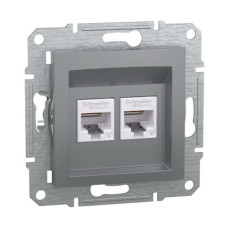 Розетка Schneider Asfora сталь комп'ютерна RJ45 Cat.6 2-на ( EPH4800162 )