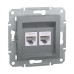 Розетка Schneider Asfora сталь комп'ютерна RJ45 Cat.5E 2-на ( EPH4400162 )