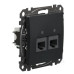 Подвійна комп'ютерна розетка Schneider Electric Sedna Design & Elements RJ45 кат. 5е UTP чорна SDD114452