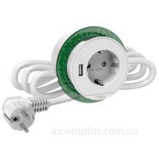 Розетковий блок Schneider Electric INS44004 (2К+З)+USB тип А (білий), що вбудовується в стіл.