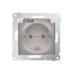 Електрична розетка Kontakt Simon Simon 54 Premium DGSZ1BZ.01/44A IP44 із заземленням шторками та прозорою кришкою (золото)