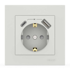 Розетка EL-BI VEGA білий мат 1-на з заземленням + 2USB (Type C+A) 3A ( 510-016200-347 )