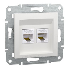 Комп'ютерна розетка RJ45 подвійна UTP cat.5e Schneider Electric Asfora без рамки біла (EPH4470121)