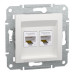 Комп'ютерна розетка RJ45 подвійна UTP cat.5e Schneider Electric Asfora без рамки біла (EPH4470121)