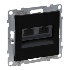 Подвійна комп'ютерна розетка RJ45 Cat.5e UTP Legrand SUNO (чорний) 721451