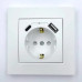 Розетка EL-BI VEGA білий мат 1-на з заземленням + 2USB (Type C+A) 2A ( 510-016200-334 )
