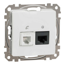 Розетка Schneider Sedna Design біла комп'ютерна RJ45 Cat. 6 UTP + RJ11 ( SDD111468 )