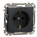 Розетка Schneider Electric Sedna Design & Elements з заземленням та шторками чорна SDD114022