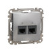 Подвійна комп'ютерна розетка Schneider Electric Sedna Design & Elements RJ45 кат. 5е UTP алюміній SDD113452