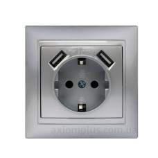 Розетка Elcor Emily 9215 (211596) із заземленням з 2 USB (сірий металік)