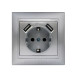 Розетка Elcor Emily 9215 (211596) із заземленням з 2 USB (сірий металік)