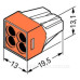 Клемний з'єднувач Wago 773-104 Push Wire® у прозорому корпусі з помаранчевою кришкою