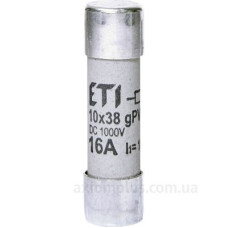 Запобіжник ETI 002625107 CH 10x38 gPV 16A 1000V (10kA) UL