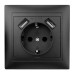 Розетка Elcor Emily 9215 (211650) із заземленням та 2 USB (чорна)