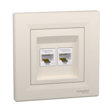 Розетка Schneider Asfora кремова комп'ютерна RJ45 Cat.5E 2-на з рамкою ( EPH4400123 )
