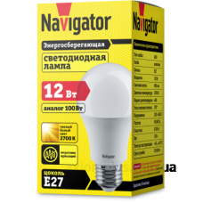 Світлодіодна лампа Navigator NLL-A60-12-230-2.7K-E27 А60 Е27 12Вт 900Лм