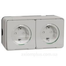 Накладна 2-місна розетка Schneider Electric MUR39035 із з/к та шторками IP55 (біла)