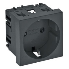 Розетка OBO Bettermann modul 45 з заземленням та шторками 250В 16A 0˚ чорно-сіра (6120016)