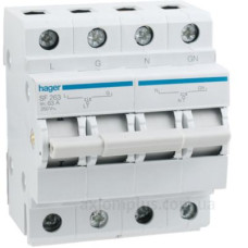 Перемикач Hager SF263 I-0-II 1+N 63А/230В 4м