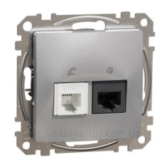 Телефонна/комп'ютерна розетка Schneider Electric Sedna Design & Elements RJ11+RJ45 кат. 6 UTP алюміній SDD113468