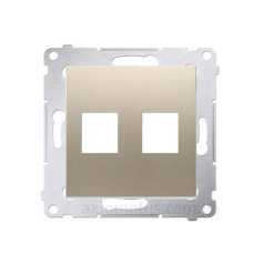 Пряма інформаційна розетка Kontakt Simon Simon 54 Premium DKP2.01/44 під 2xRJ45 Keystone із супортом (золото)
