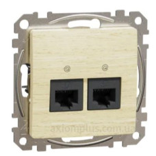 Подвійна комп'ютерна розетка Schneider Electric Sedna Design & Elements RJ45 кат. 5е UTP береза SDD180452