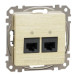 Подвійна комп'ютерна розетка Schneider Electric Sedna Design & Elements RJ45 кат. 5е UTP береза SDD180452