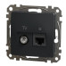 Кінцева TV-розетка Schneider Electric Sedna Design & Elements + RJ45 кат. 6 UTP чорна SDD114469T