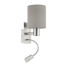 Бра, настінний світильник Eglo 96478 Pasteri E27+LED 1+1x40W+4W IP20 сірий