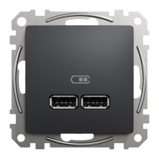 Розетка Schneider Sedna Design ​чорна 2-на USB A+A без рамки ( SDD114401 )
