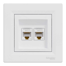 Розетка Schneider Asfora біла комп'ютерна RJ45 Cat.5E 2-на з рамкою ( EPH4400121 )